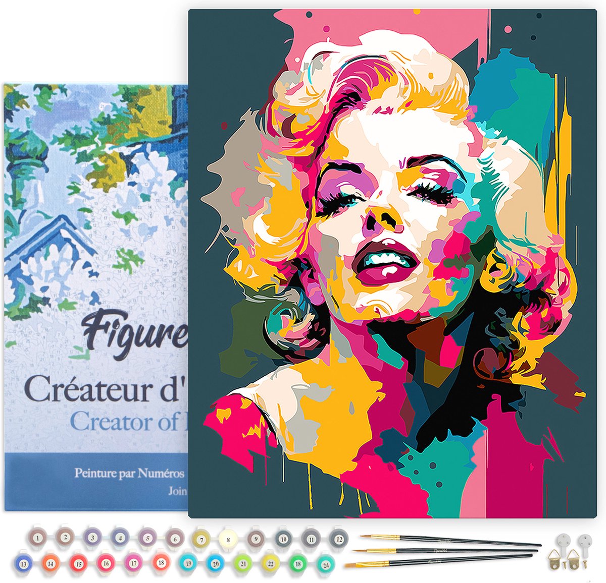 FiguredArt Schilderen op Nummer Volwassenen met lijst Tijdloze Diva Abstract- Handwerk acrylverf Kit DIY Compleet - 40x50cm Canvas al ingelijst